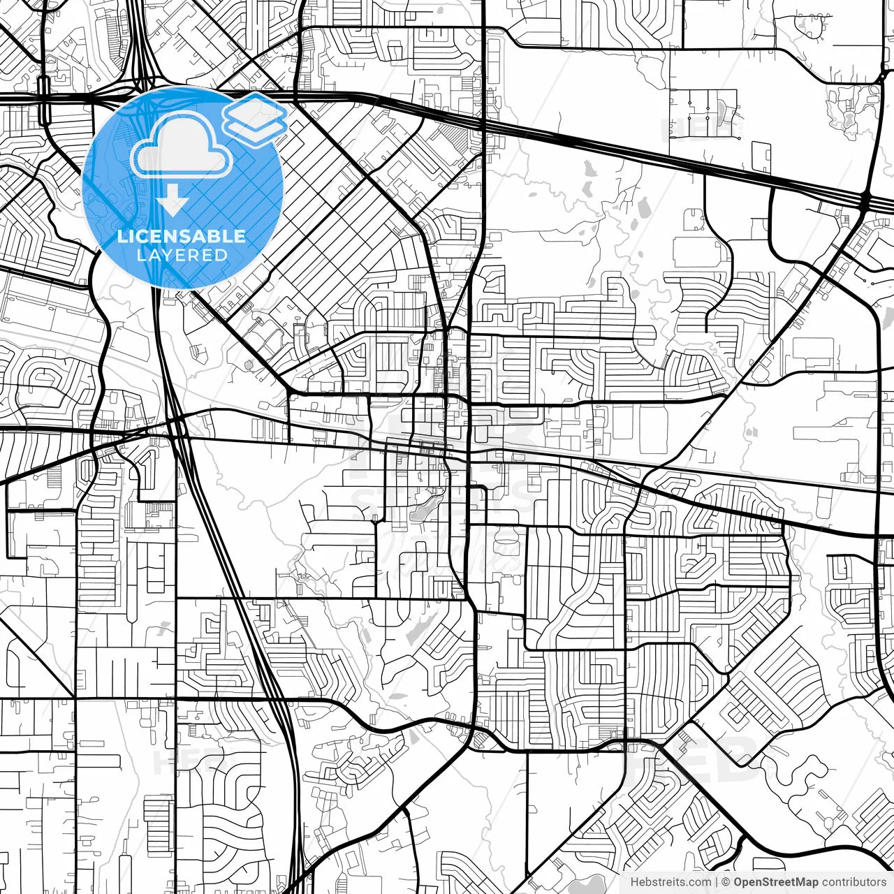Layered PDF map of Mesquite, Texas, United States