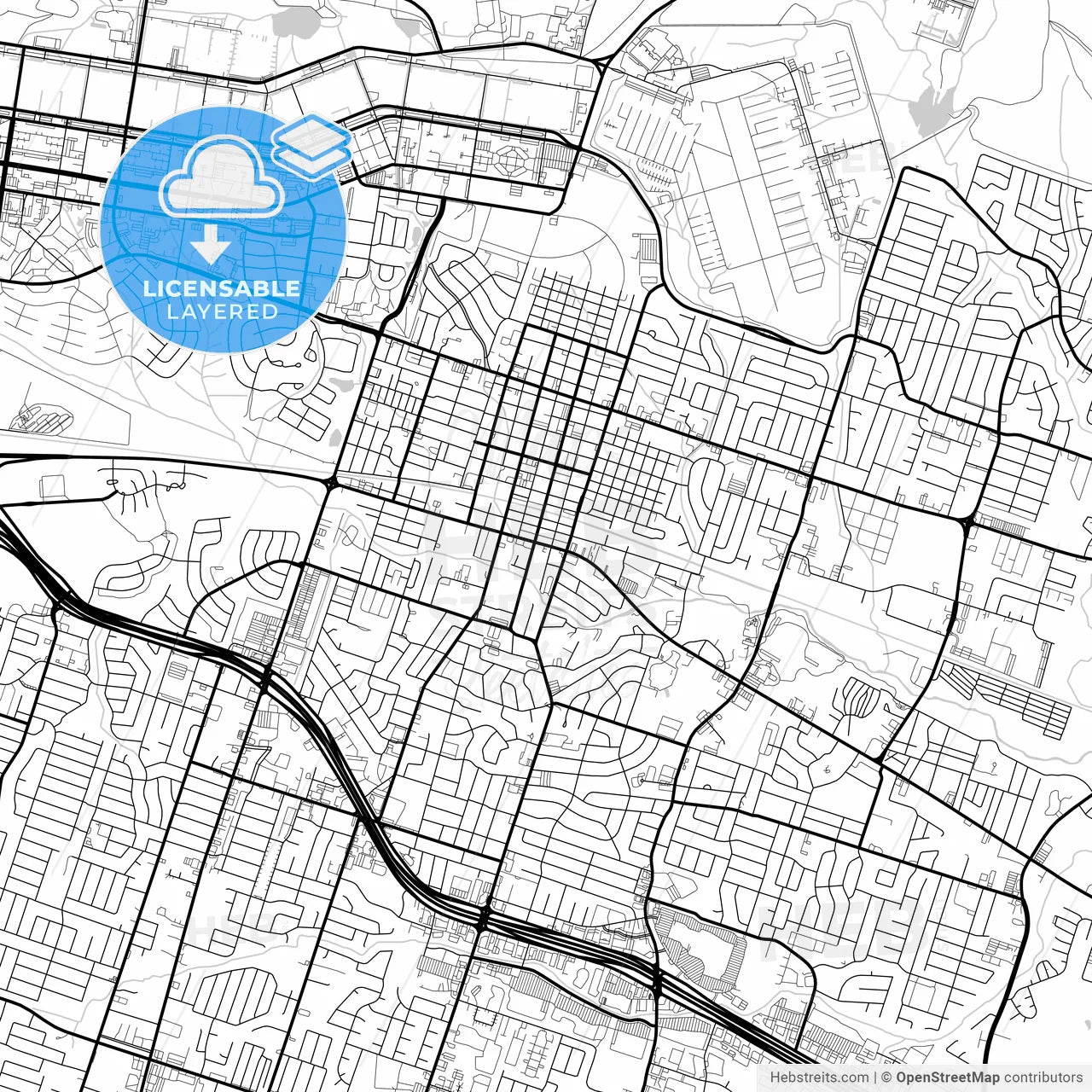 Layered PDF map of Killeen, Texas, United States