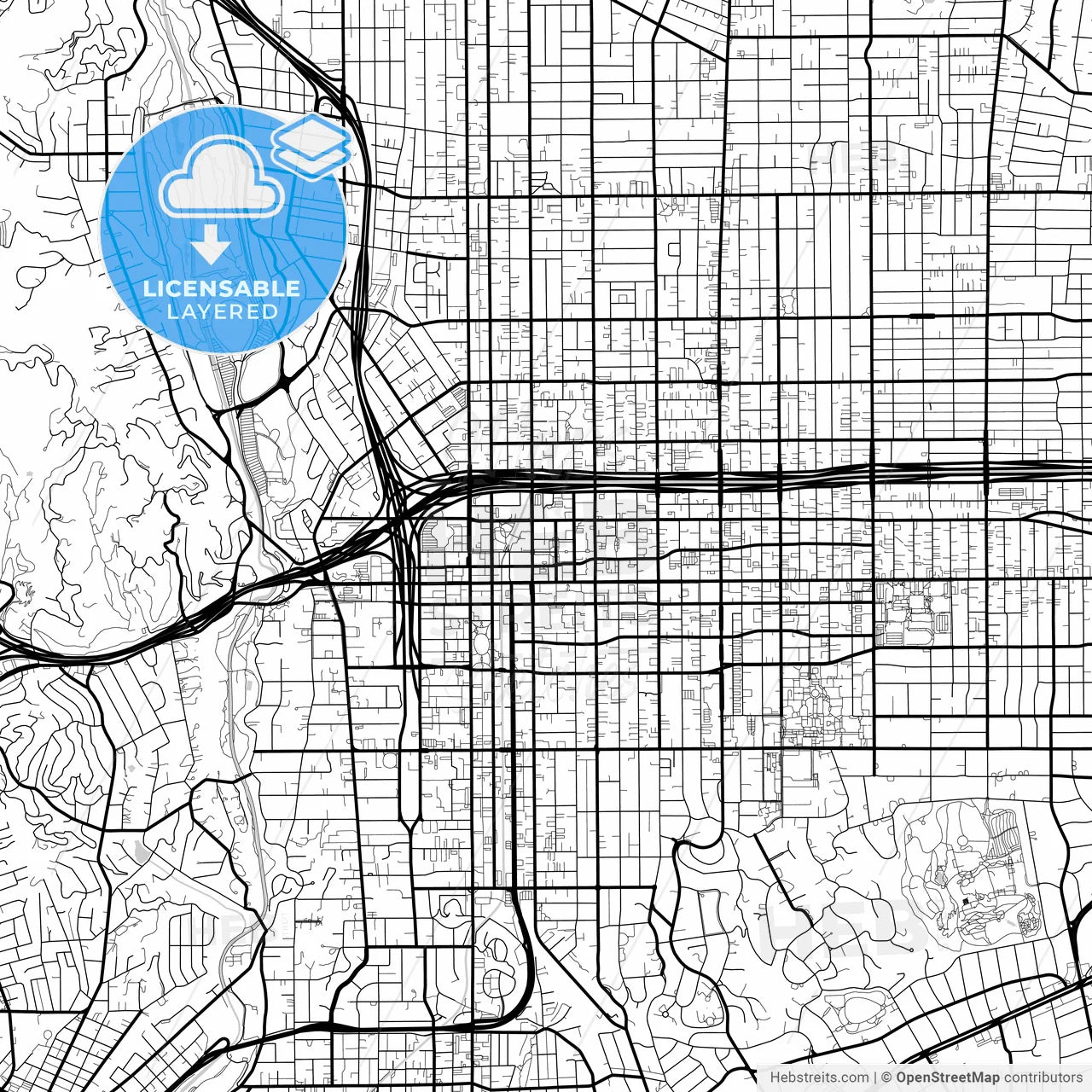 Layered PDF map of Pasadena, California, United States