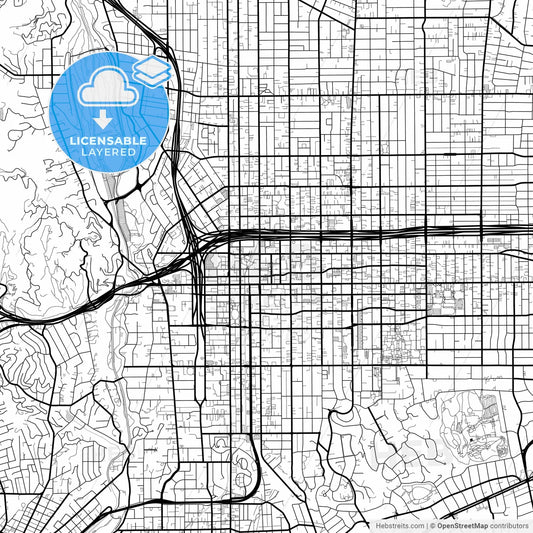 Layered PDF map of Pasadena, California, United States