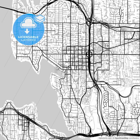 Layered PDF map of Bellevue, Washington, United States