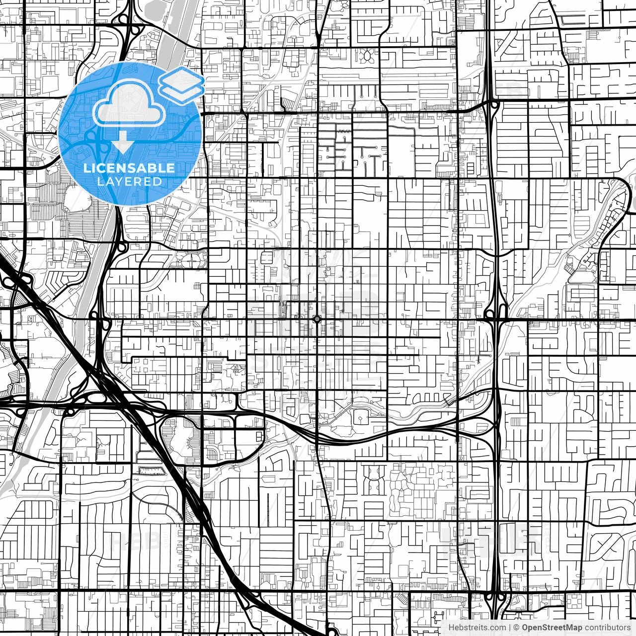 Layered PDF map of Orange, California, United States