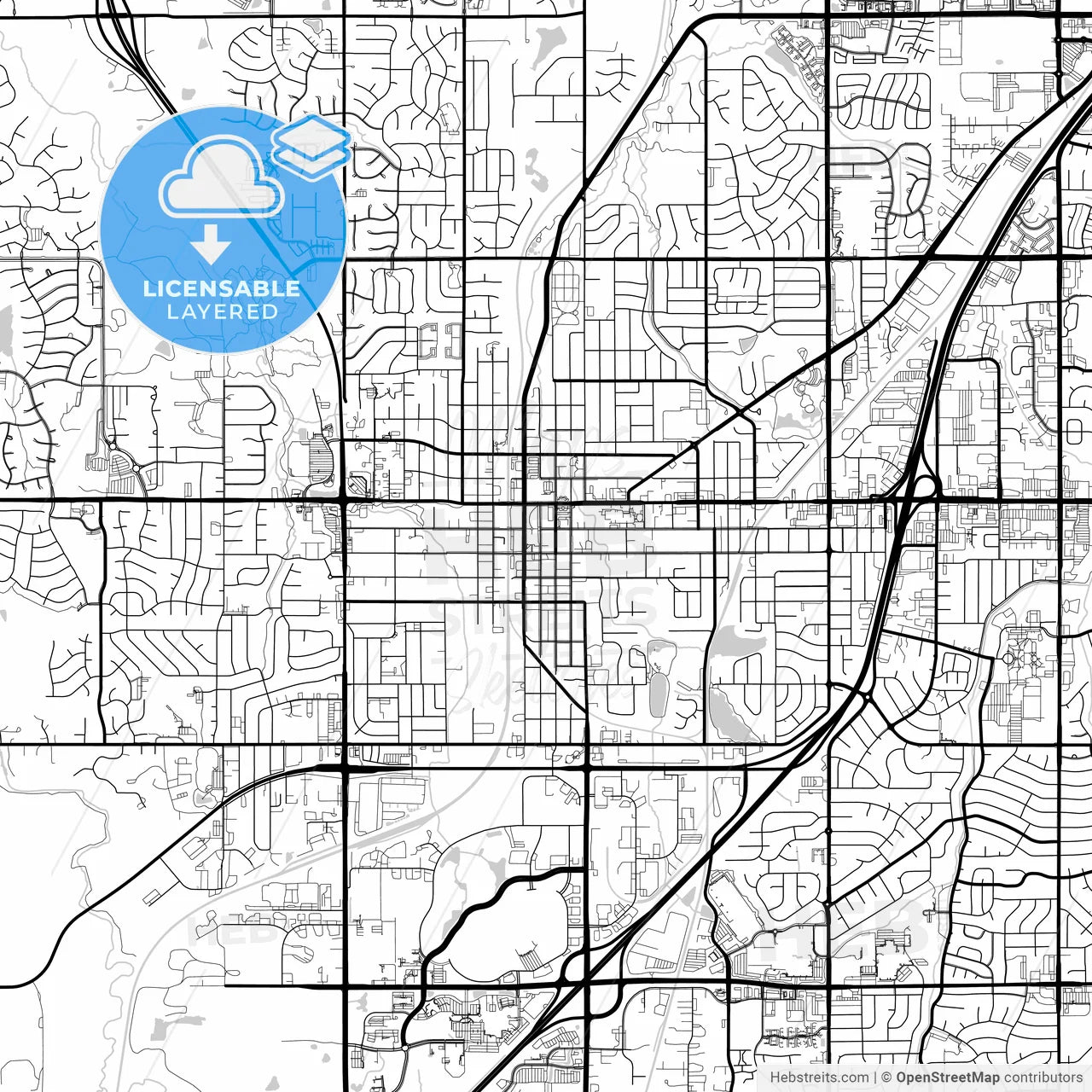 Layered PDF map of Olathe, Kansas, United States