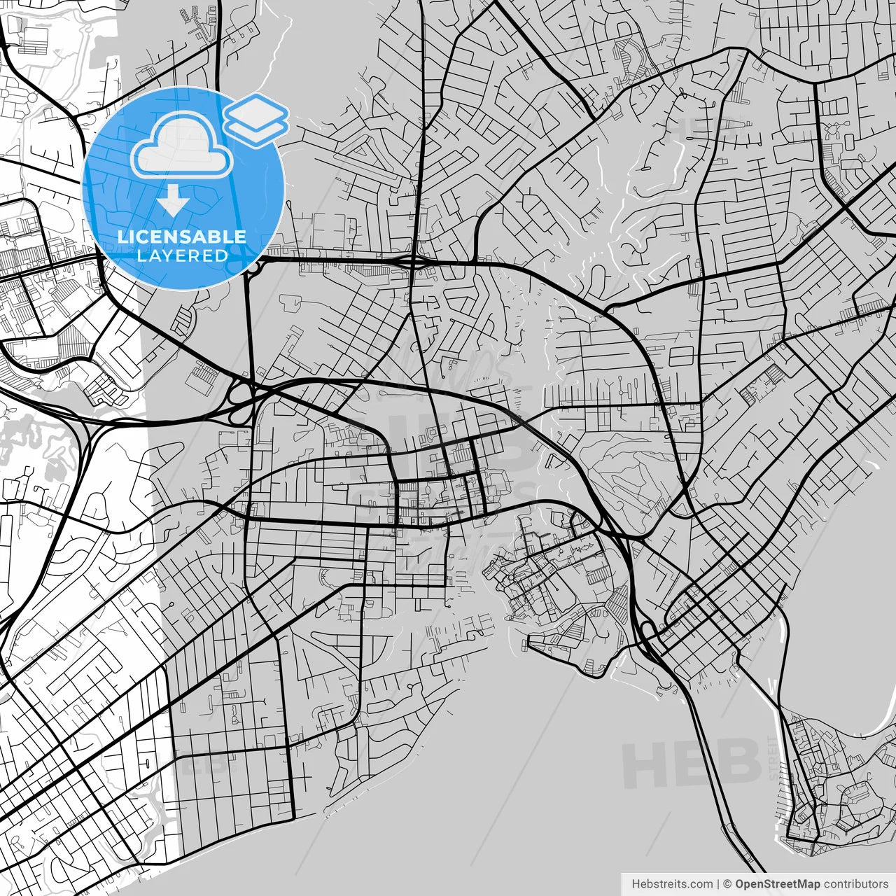 Layered PDF map of Hampton, Virginia, United States