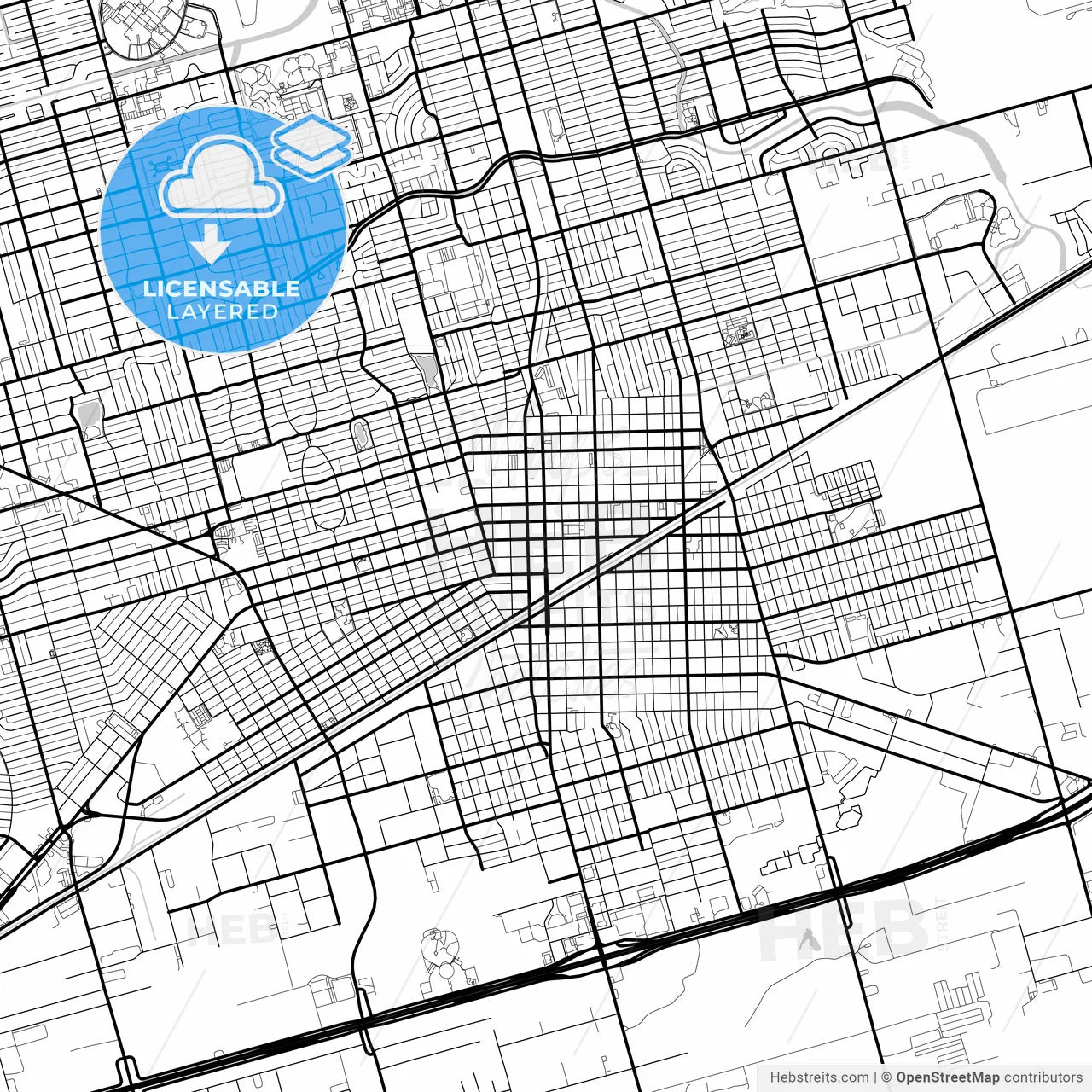 Layered PDF map of Midland, Texas, United States