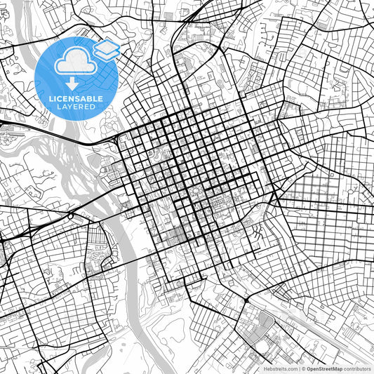 Layered PDF map of Columbia, South Carolina, United States