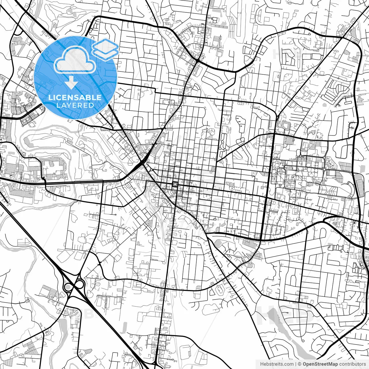 Layered PDF map of Murfreesboro, Tennessee, United States