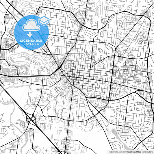 Layered PDF map of Murfreesboro, Tennessee, United States