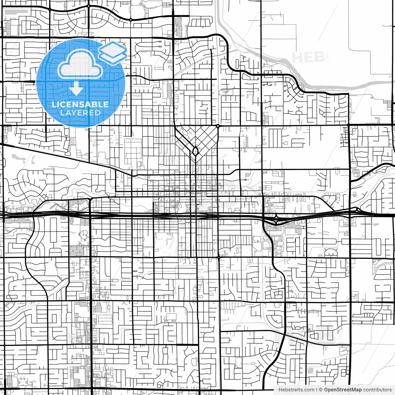 Layered PDF map of Visalia, California, United States