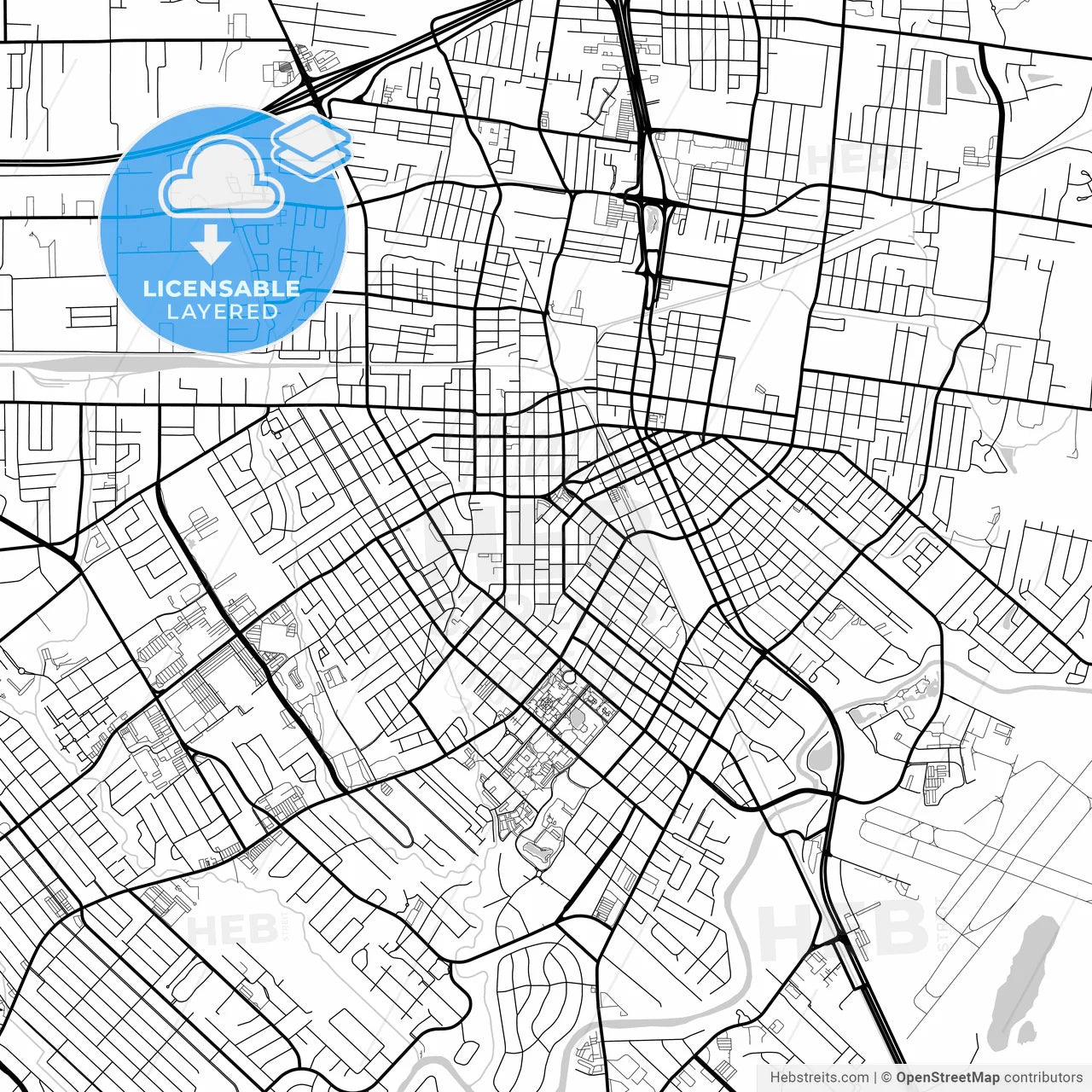Layered PDF map of Lafayette, Louisiana, United States