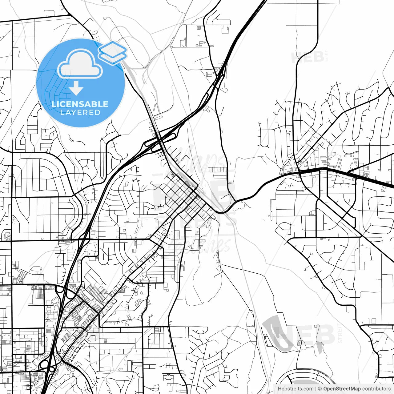 Layered PDF map of Victorville, California, United States
