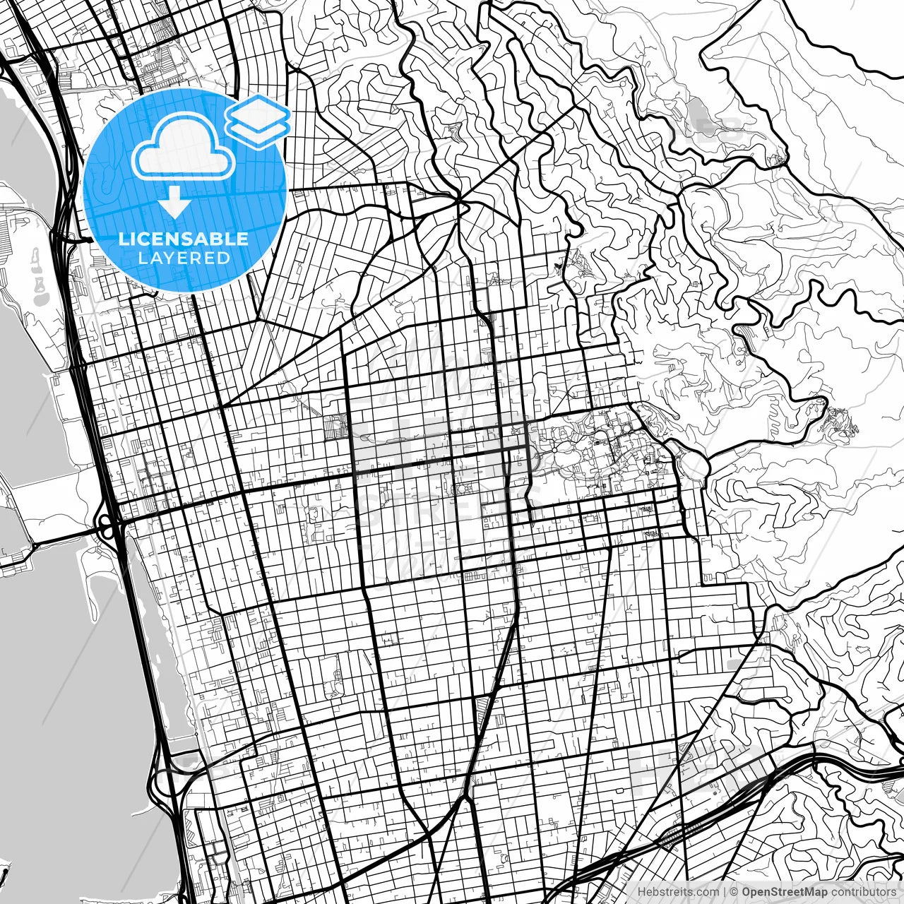 Layered PDF map of Berkeley, California, United States