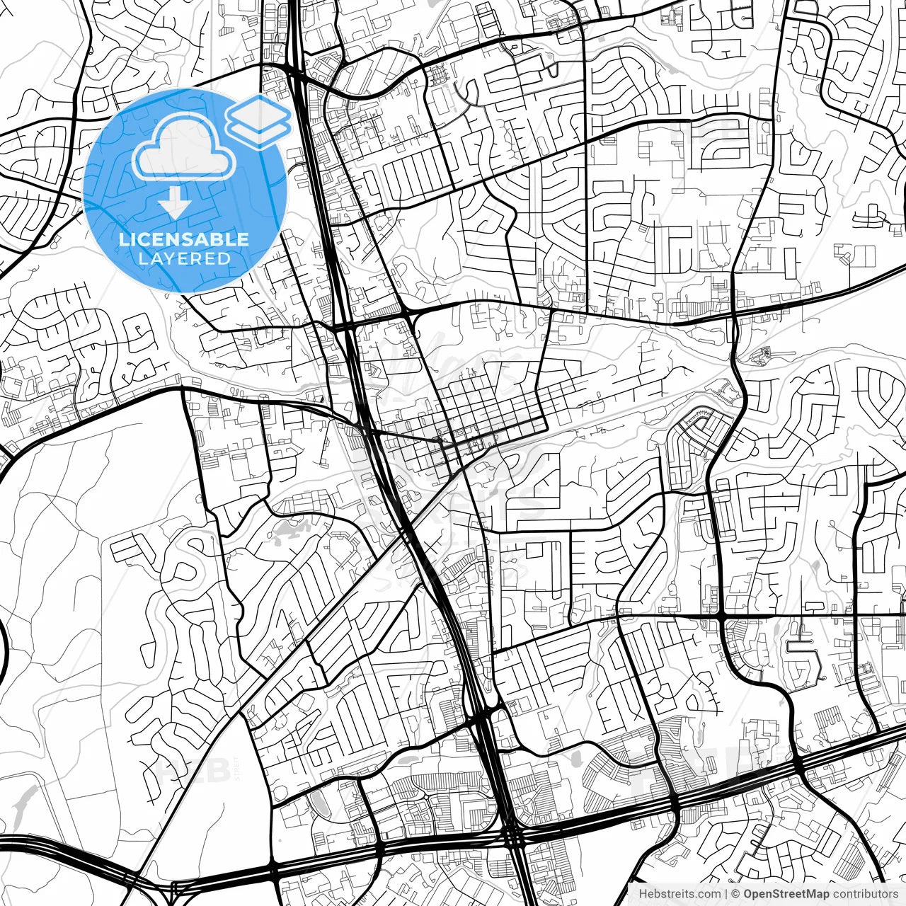 Layered PDF map of Round Rock, Texas, United States