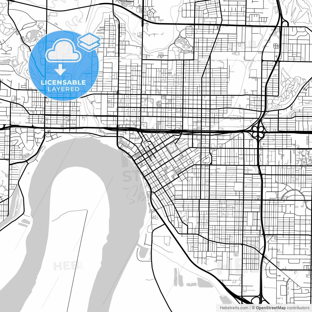 Layered PDF map of Evansville, Indiana, United States