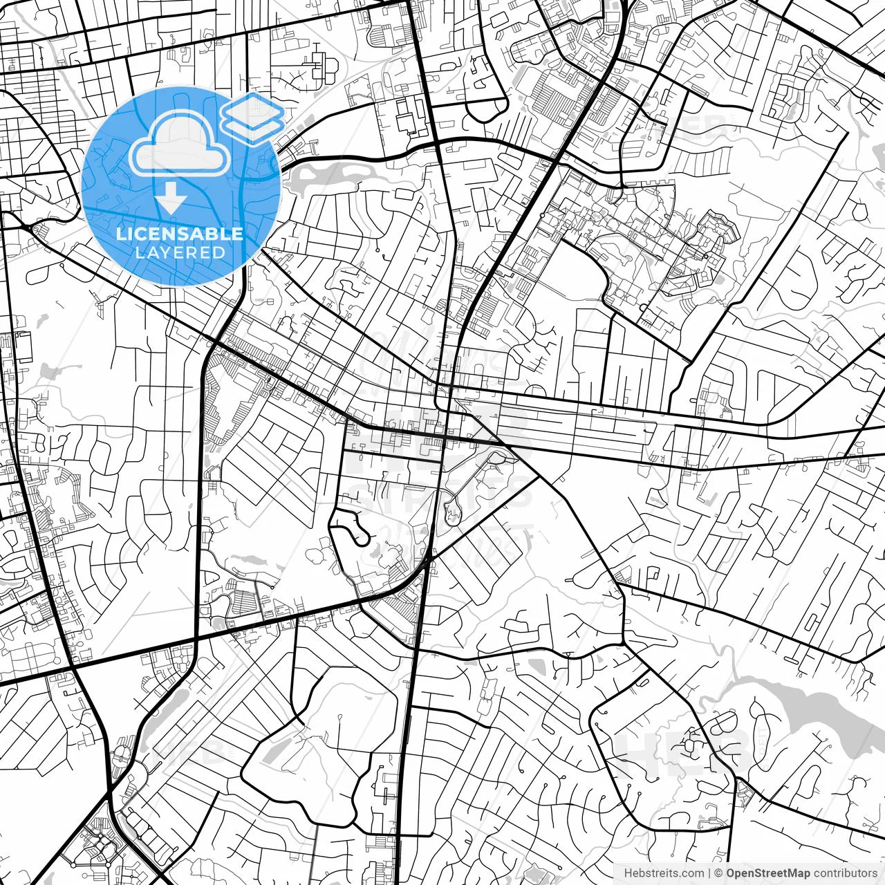Layered PDF map of Wilmington, North Carolina, United States