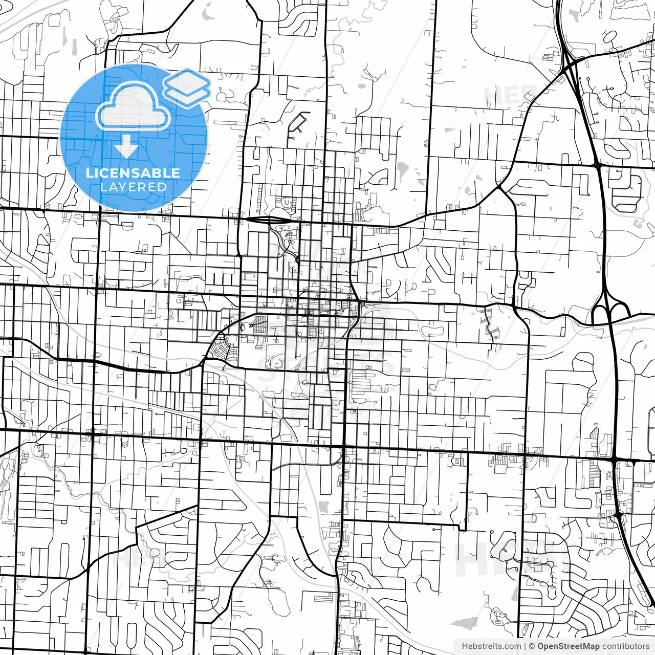 Layered PDF map of Independence, Missouri, United States