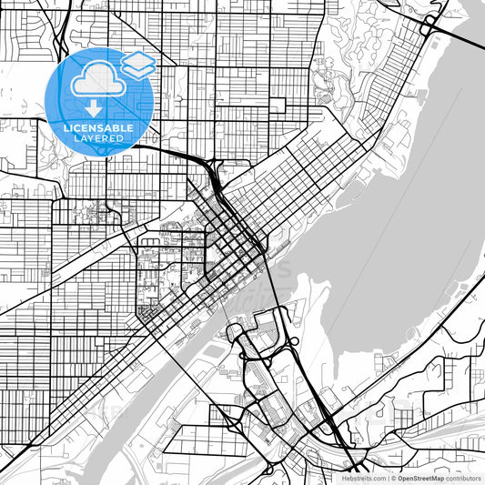 Layered PDF map of Peoria, Illinois, United States
