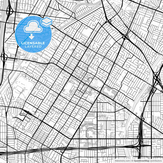 Layered PDF map of Downey, California, United States