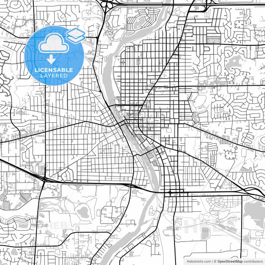 Layered PDF map of Elgin, Illinois, United States