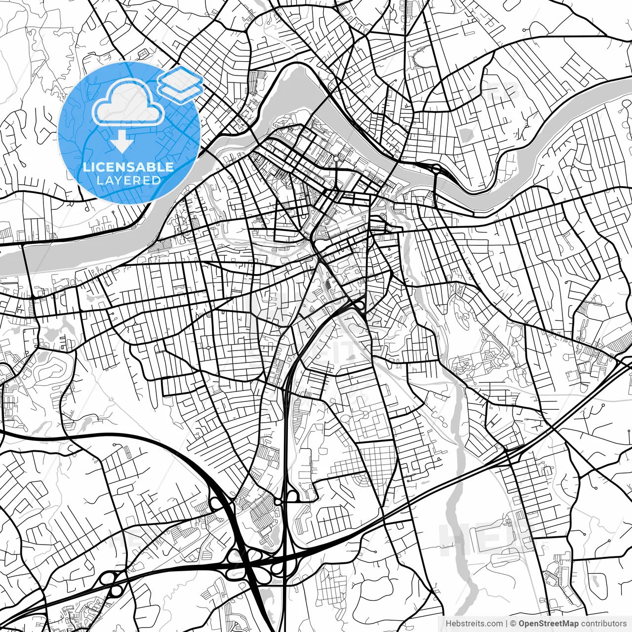 Layered PDF map of Lowell, Massachusetts, United States