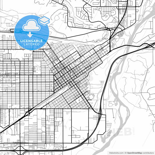 Layered PDF map of Billings, Montana, United States