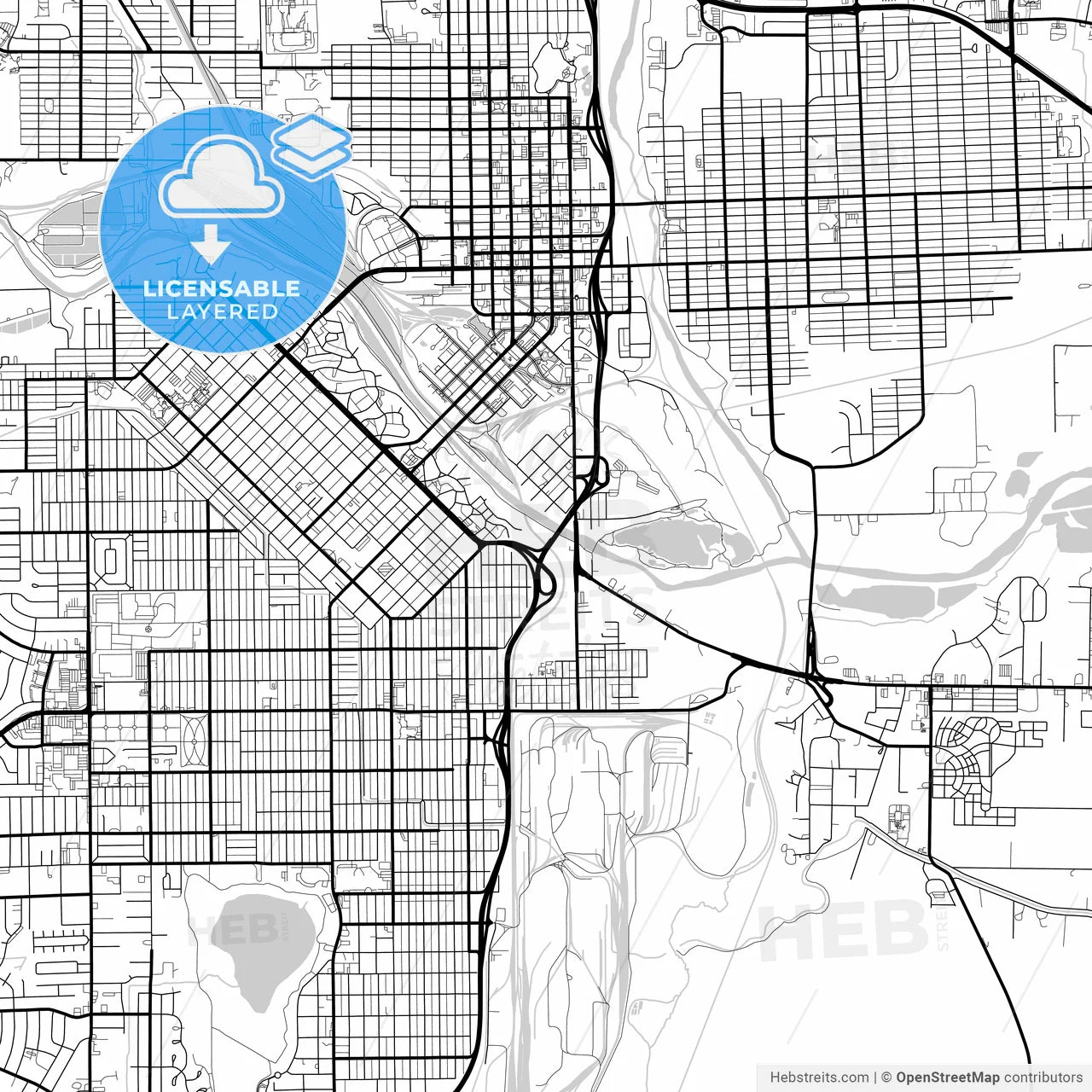 Layered PDF map of Pueblo, Colorado, United States
