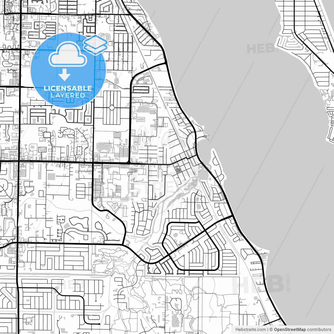 Layered PDF map of Palm Bay, Florida, United States