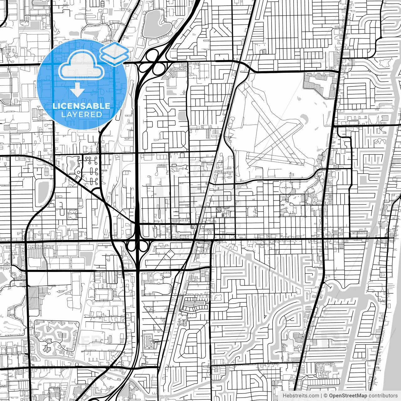Layered PDF map of Pompano Beach, Florida, United States