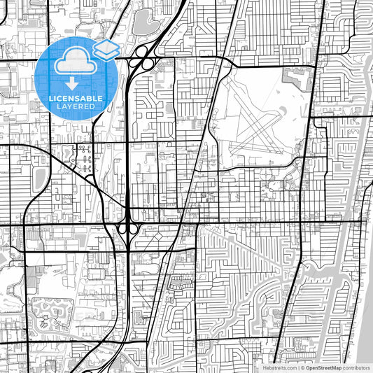Layered PDF map of Pompano Beach, Florida, United States