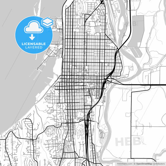 Layered PDF map of Everett, Washington, United States