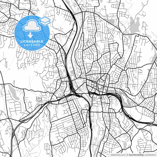 Layered PDF map of Waterbury, Connecticut, United States