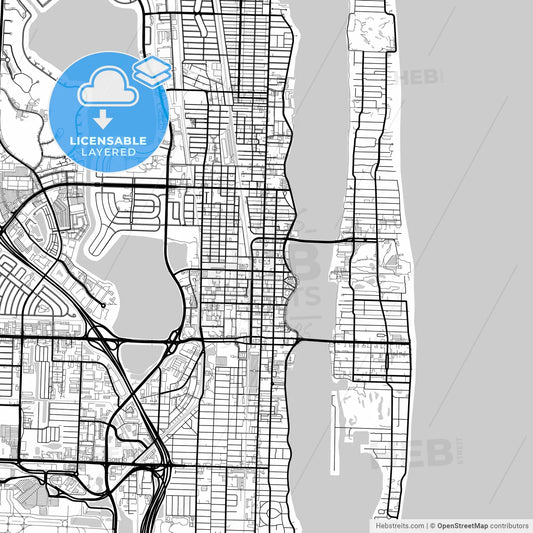 Layered PDF map of West Palm Beach, Florida, United States