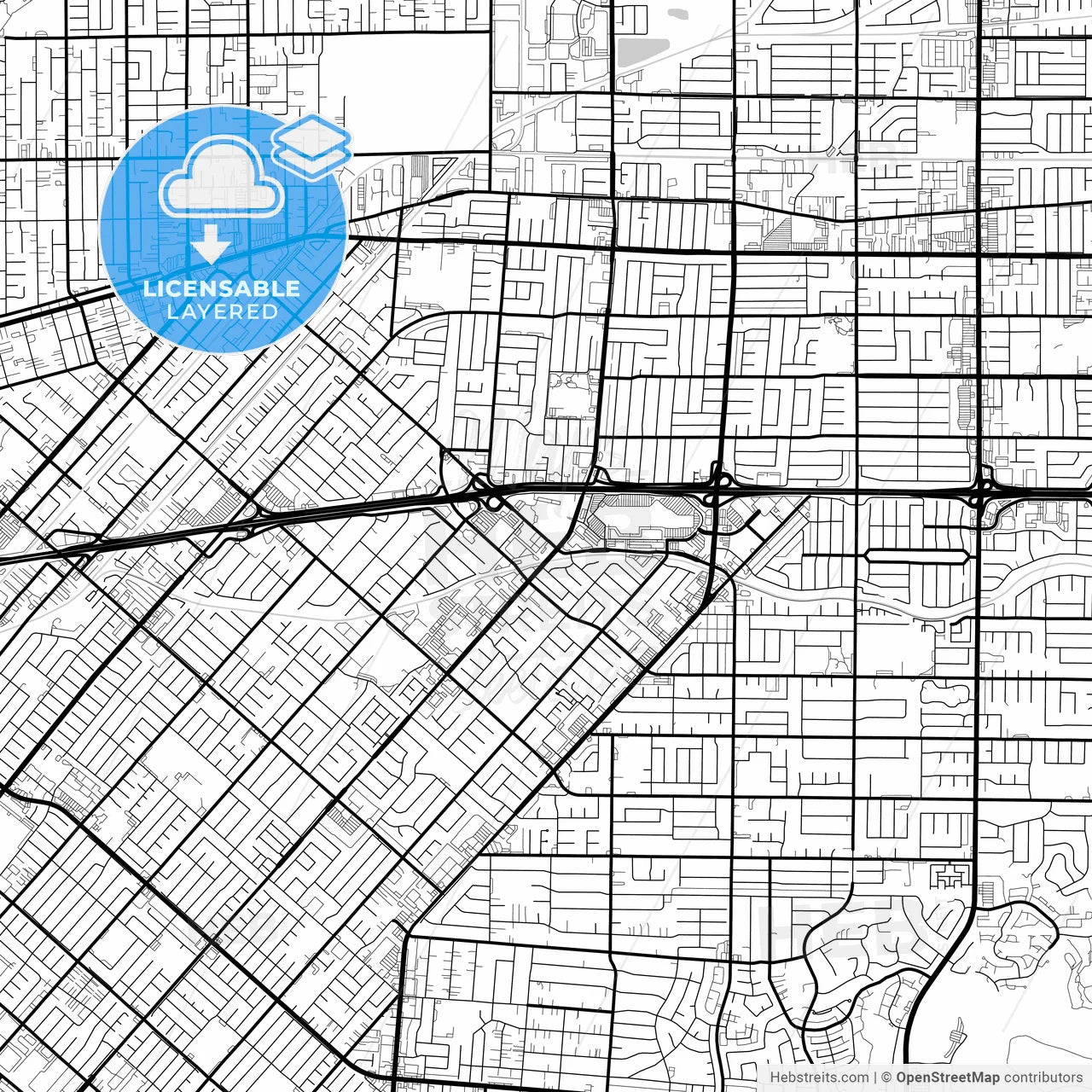 Layered PDF map of West Covina, California, United States