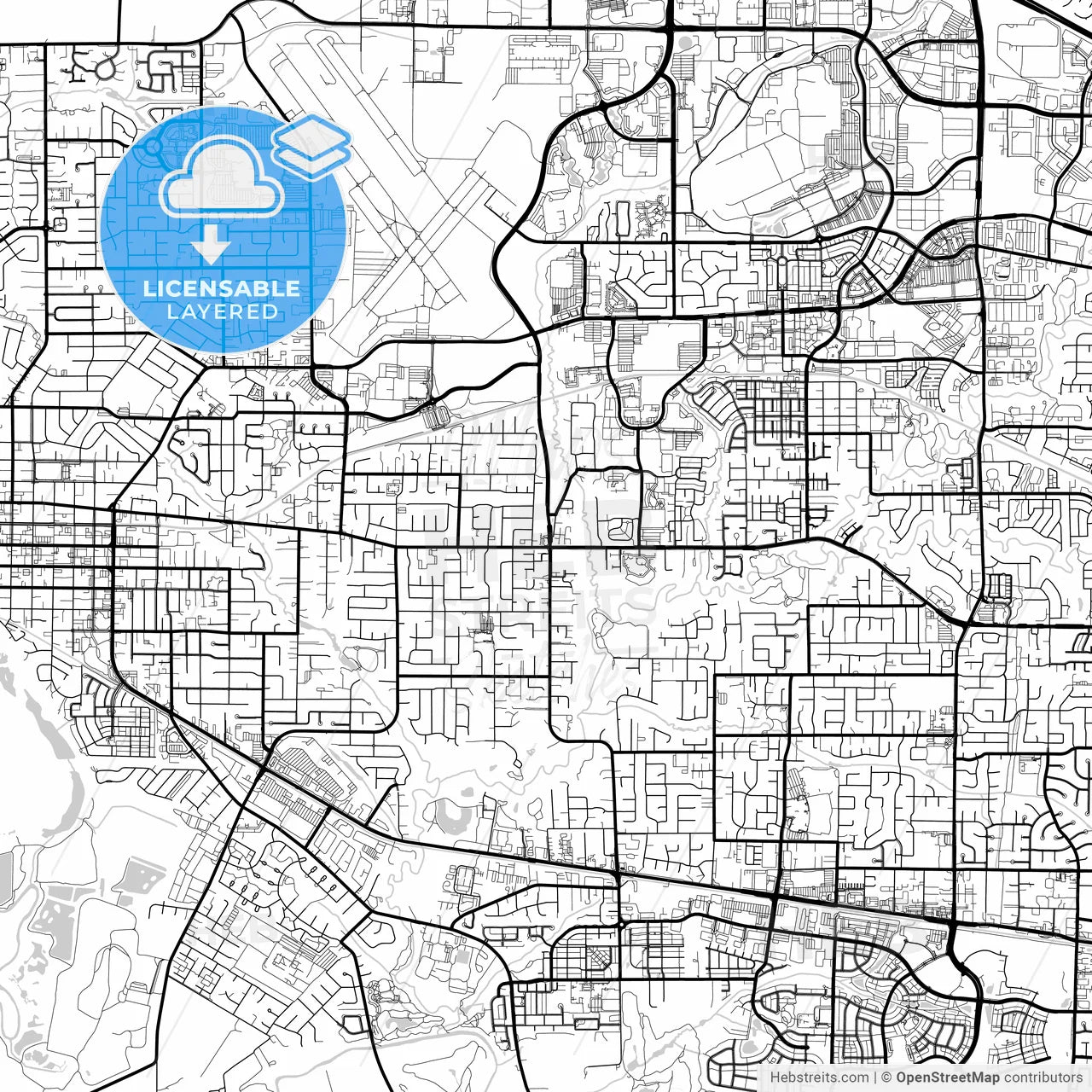 Layered PDF map of Hillsboro, Oregon, United States
