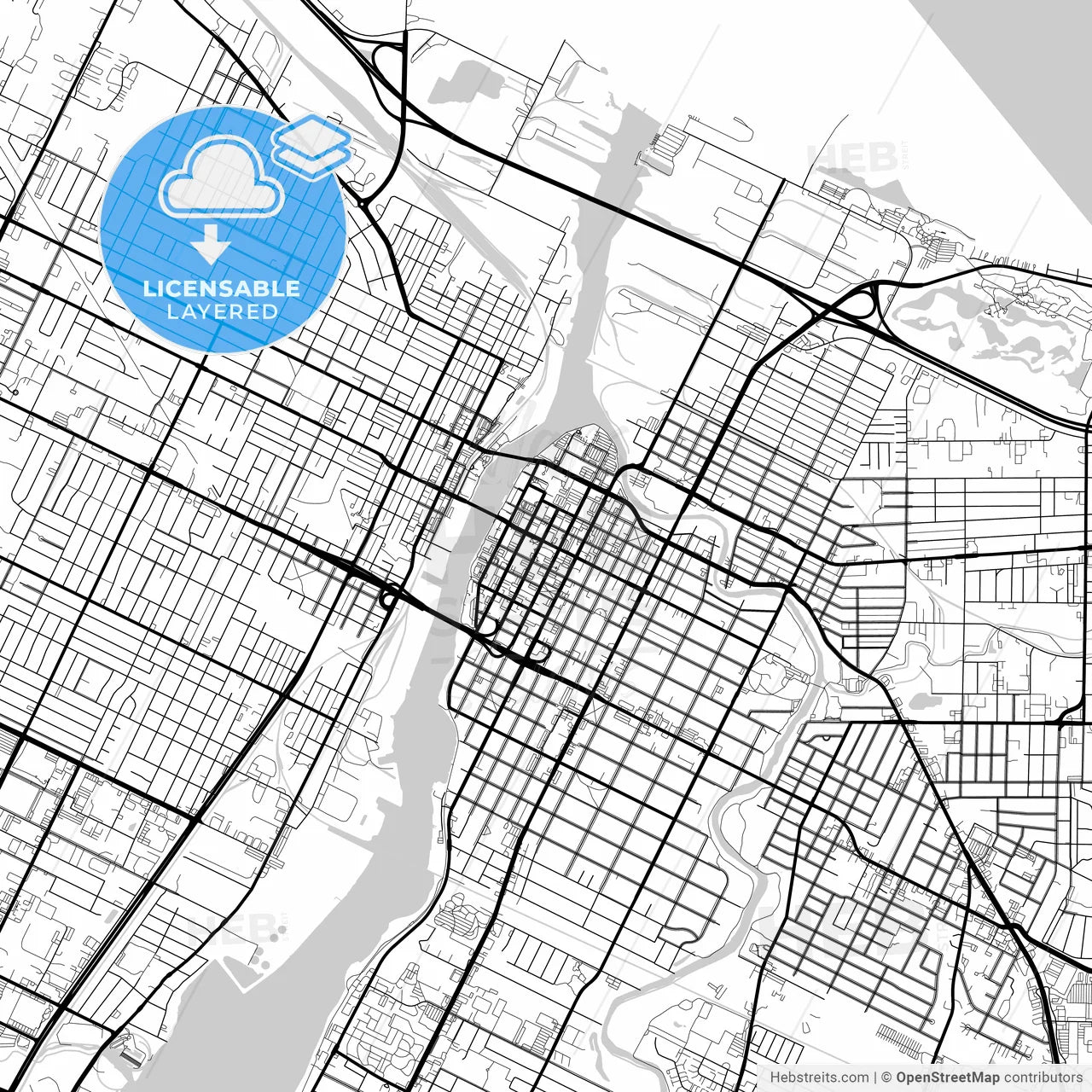 Layered PDF map of Green Bay, Wisconsin, United States