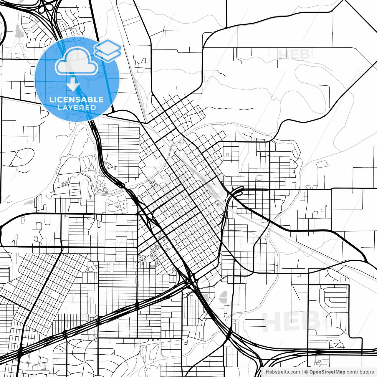 Layered PDF map of Wichita Falls, Texas, United States
