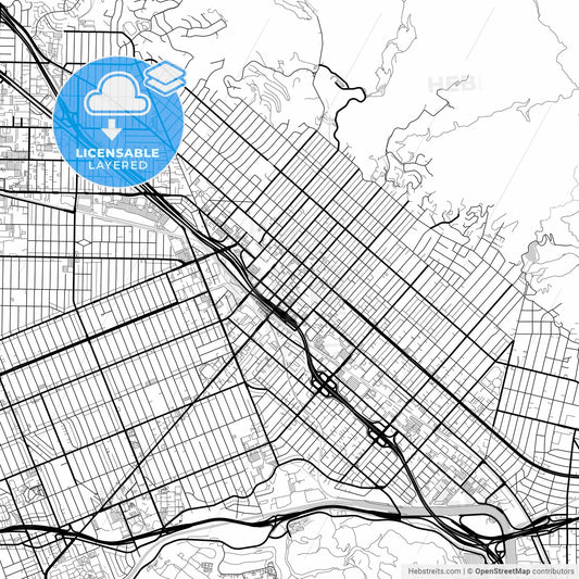 Layered PDF map of Burbank, California, United States