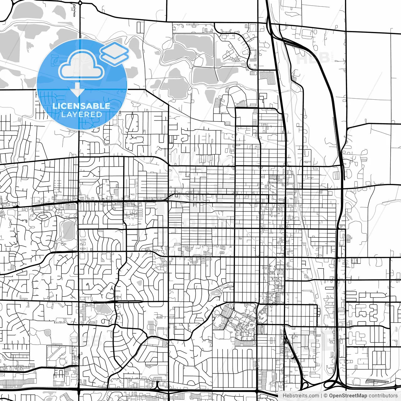 Layered PDF map of Greeley, Colorado, United States