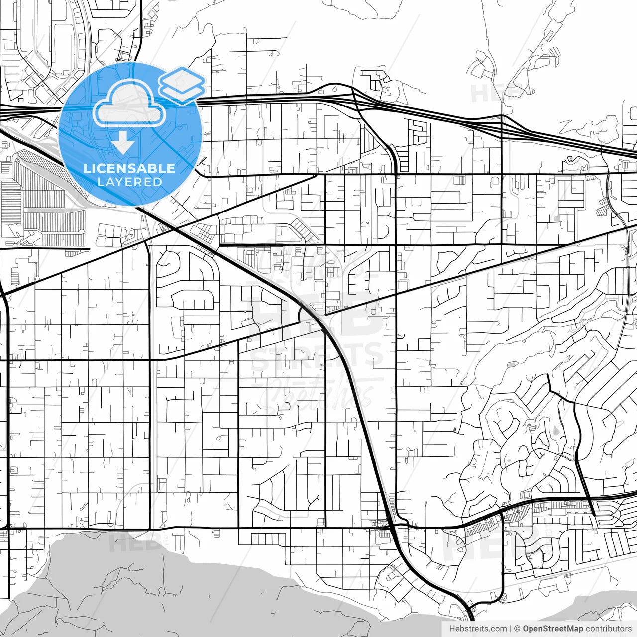 Layered PDF map of Jurupa Valley, California, United States