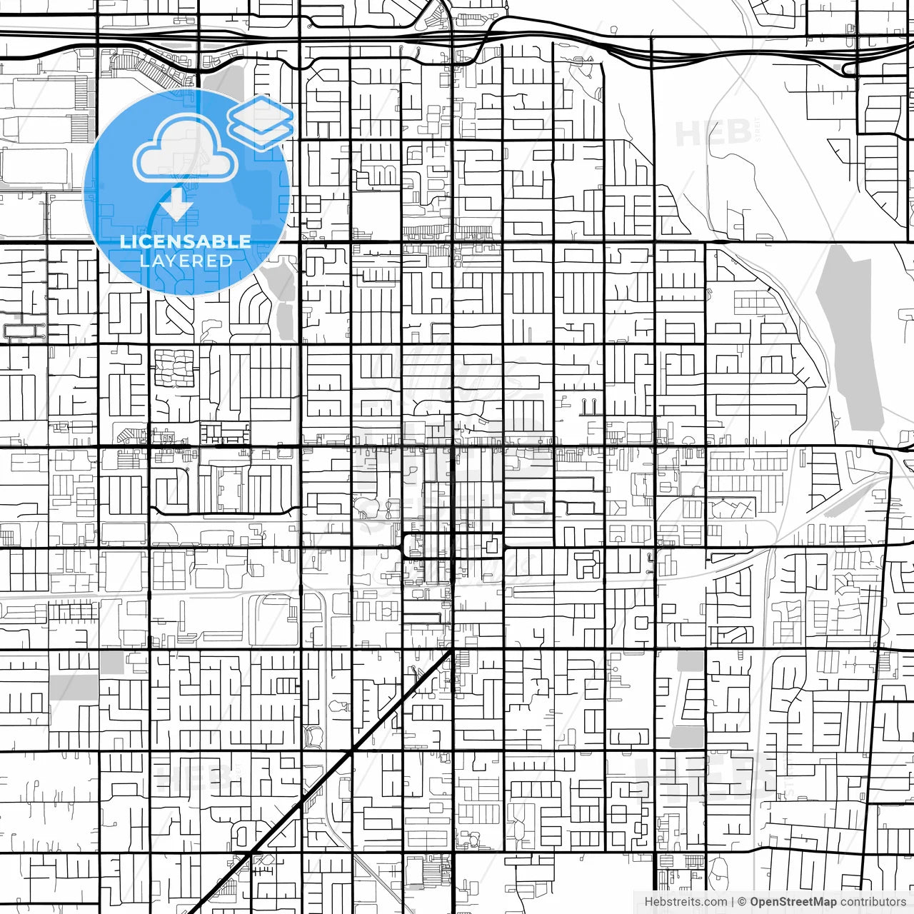 Layered PDF map of Rialto, California, United States