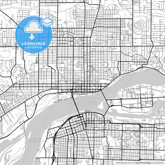 Layered PDF map of Davenport, Iowa, United States