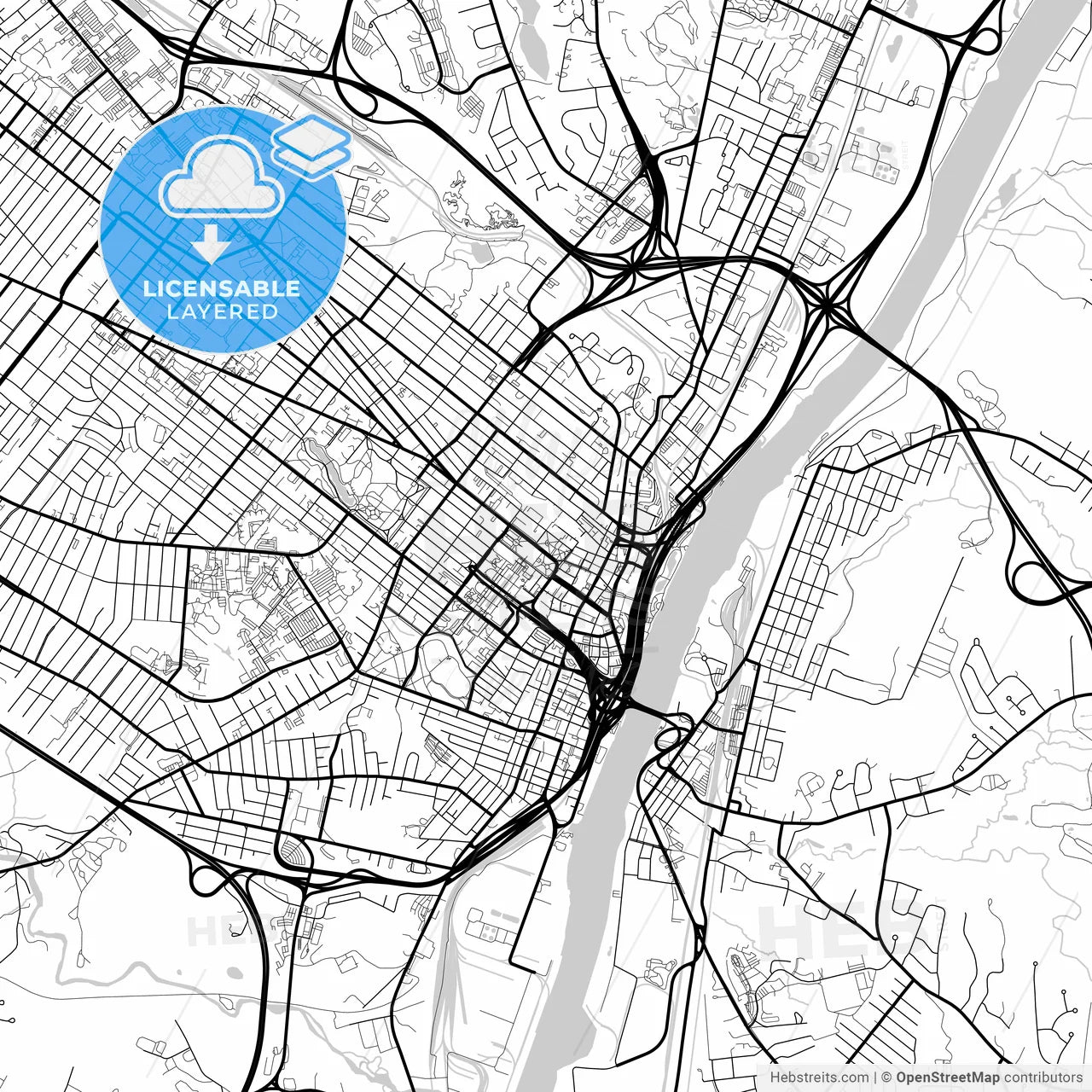 Layered PDF map of Albany, New York, United States