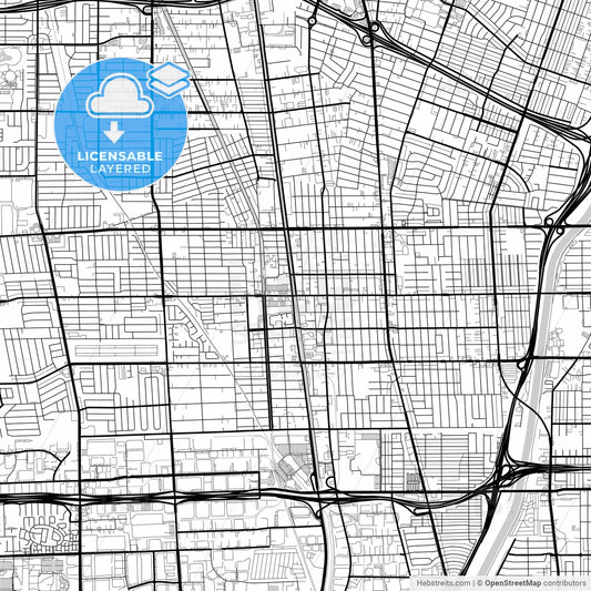 Layered PDF map of Compton, California, United States