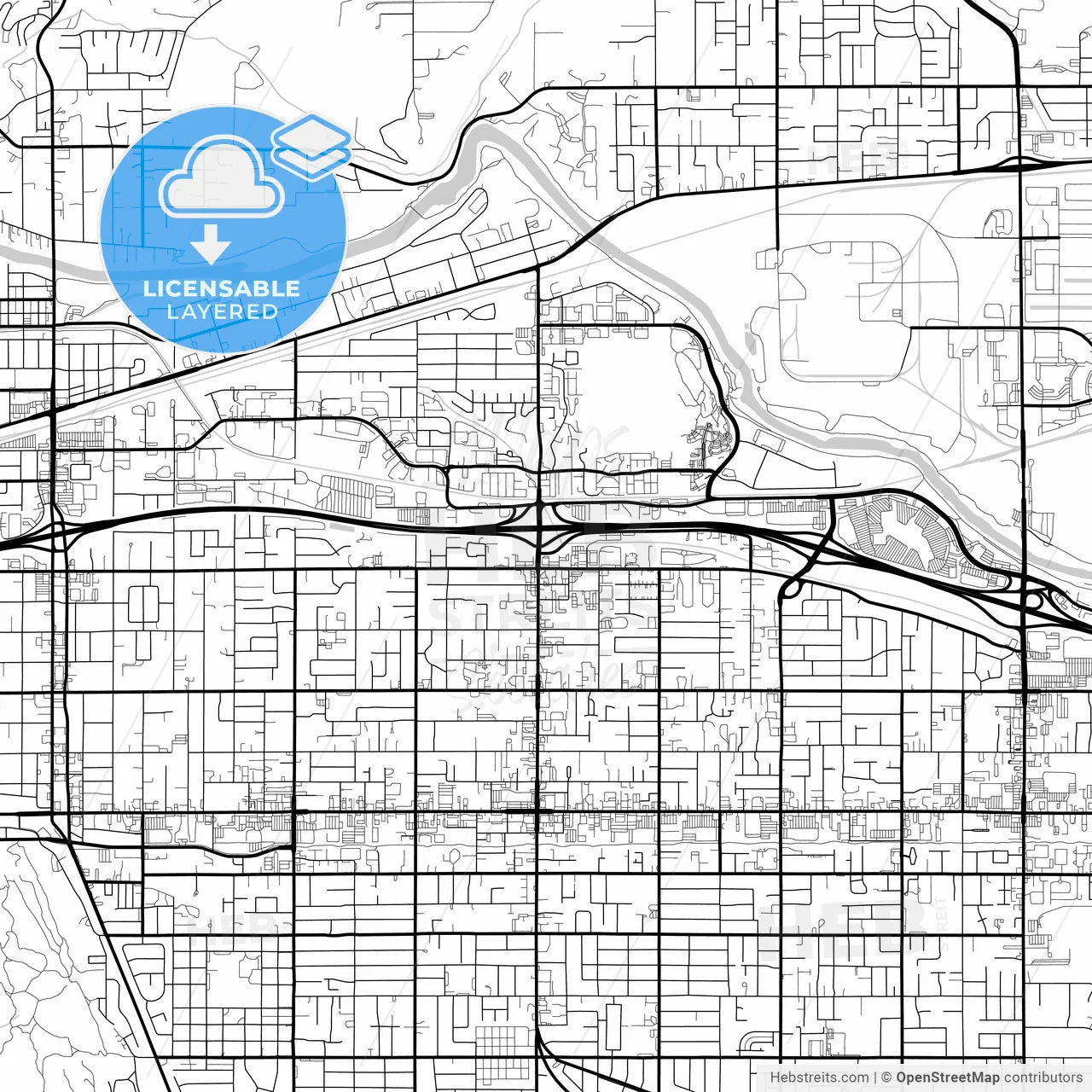 Layered PDF map of Spokane Valley, Washington, United States