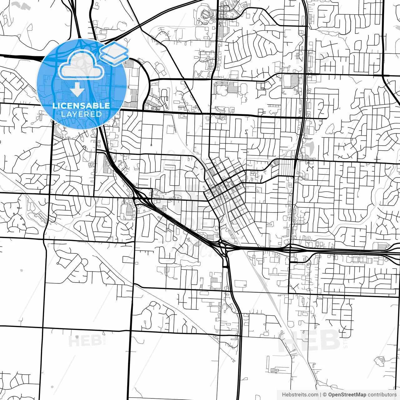 Layered PDF map of Lees Summit, Missouri, United States