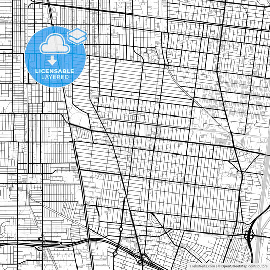 Layered PDF map of South Gate, California, United States