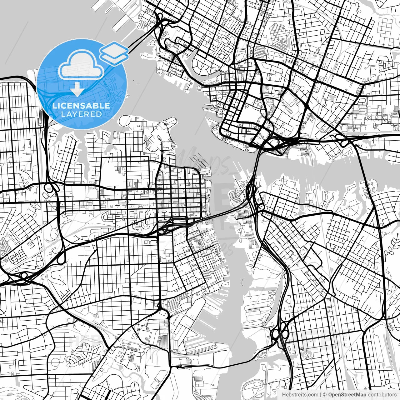 Layered PDF map of Portsmouth, Virginia, United States