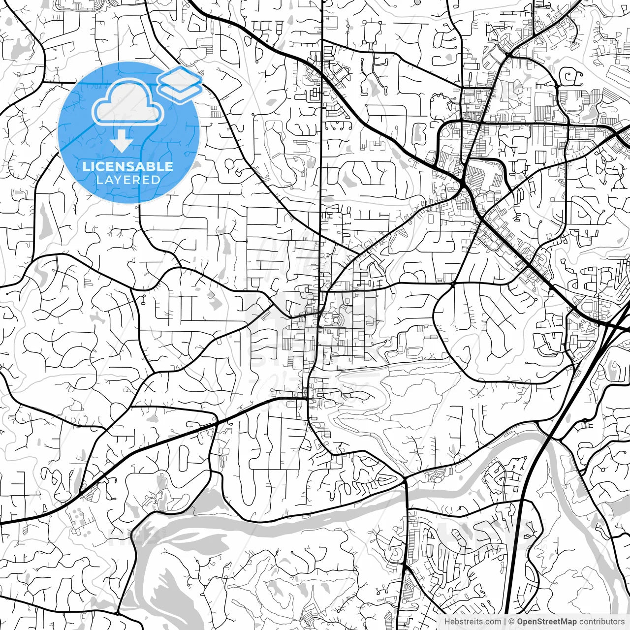 Layered PDF map of Roswell, Georgia, United States