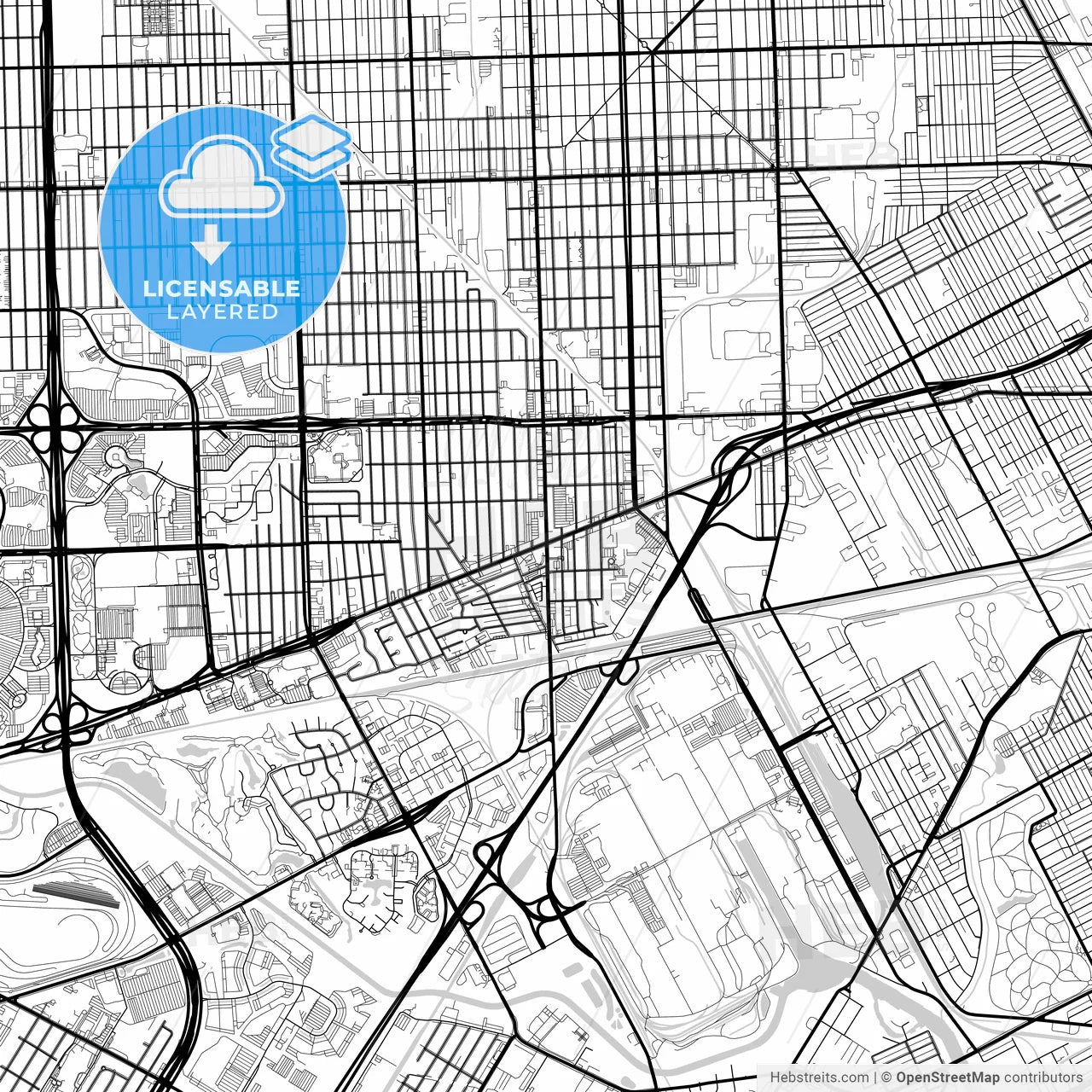 Layered PDF map of Dearborn, Michigan, United States