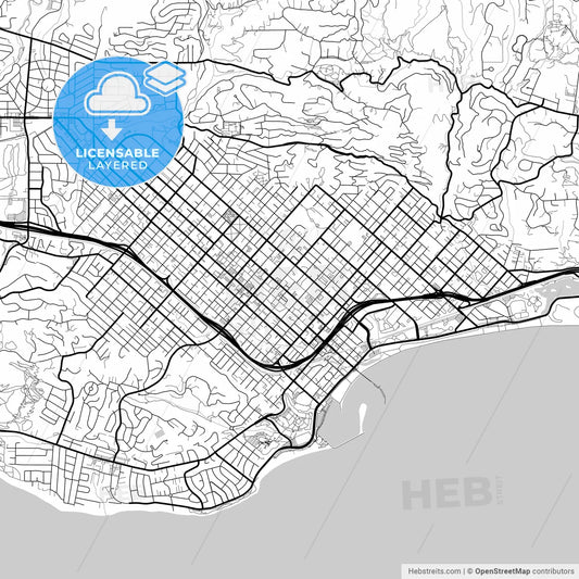 Layered PDF map of Santa Barbara, California, United States